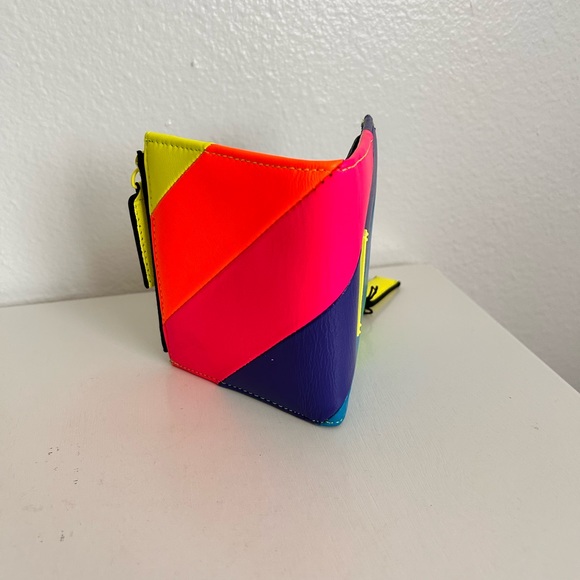 Kurt Geiger London Small  Rainbow Multi color Double zipper Wallet - Picture 8 of 13
